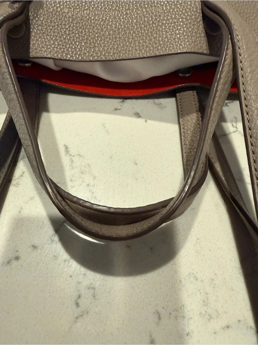 Marc Jacobs Stone Tote with Red Trim